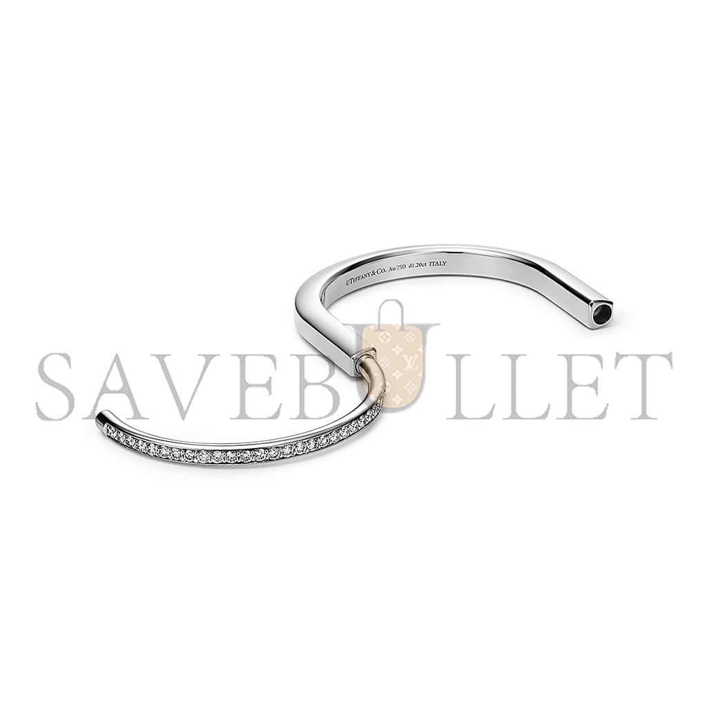 TIFFANY LOCK BANGLE IN WHITE GOLD WITH HALF PAVÉ DIAMONDS  70425300